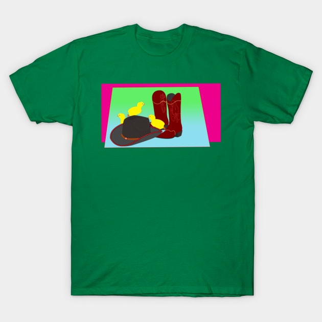 Cowboy boots, hat and chicken T-Shirt by momomoma